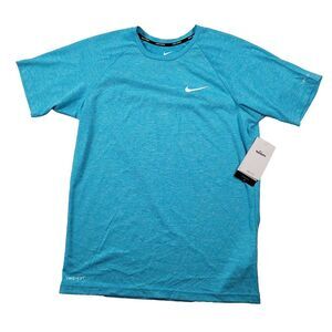 Nike Hydroguard Dri-fit Rash Guard Mens Small Blue Lightening Stretch Upf‎ 40